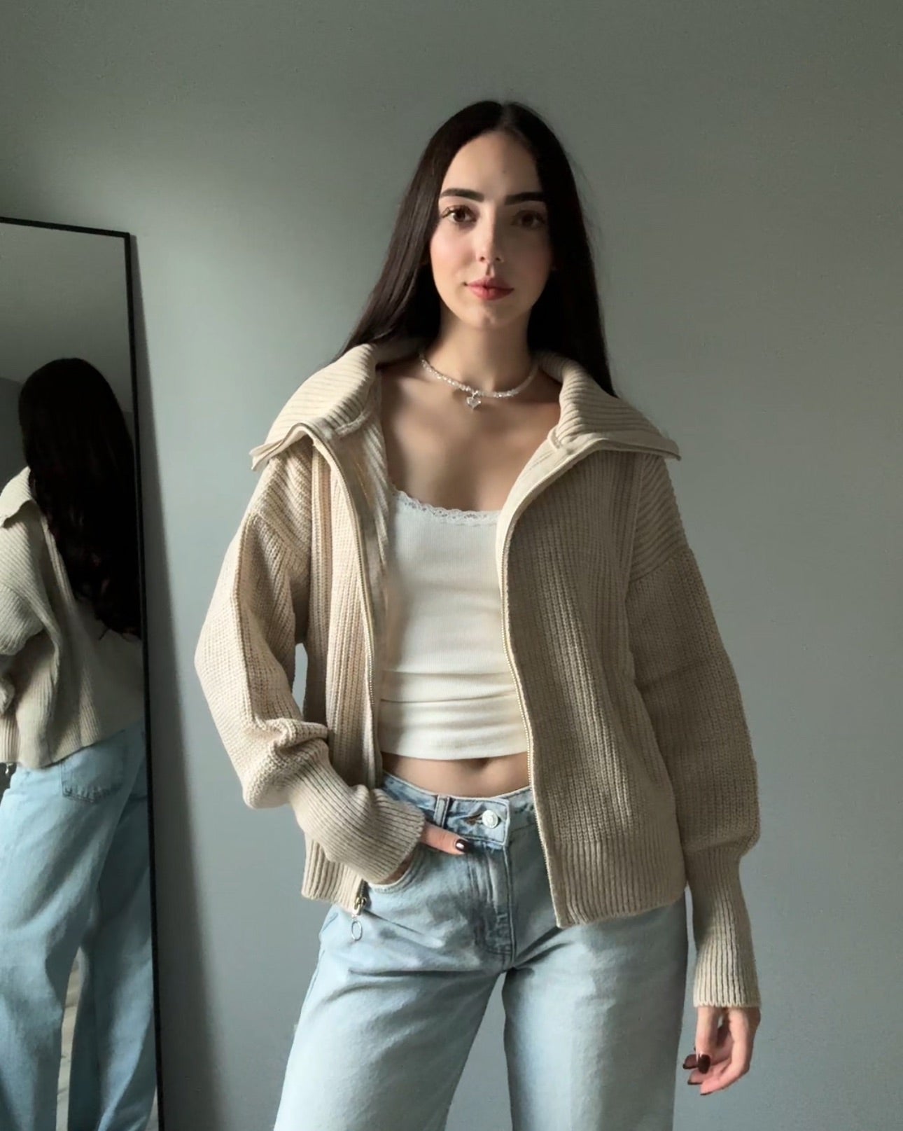 Knitted Zipper Sweater