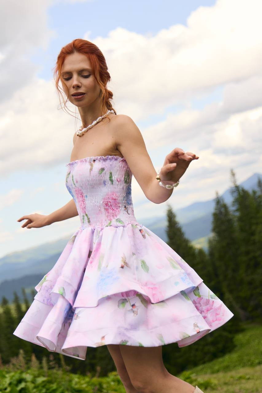 Floral satin dress