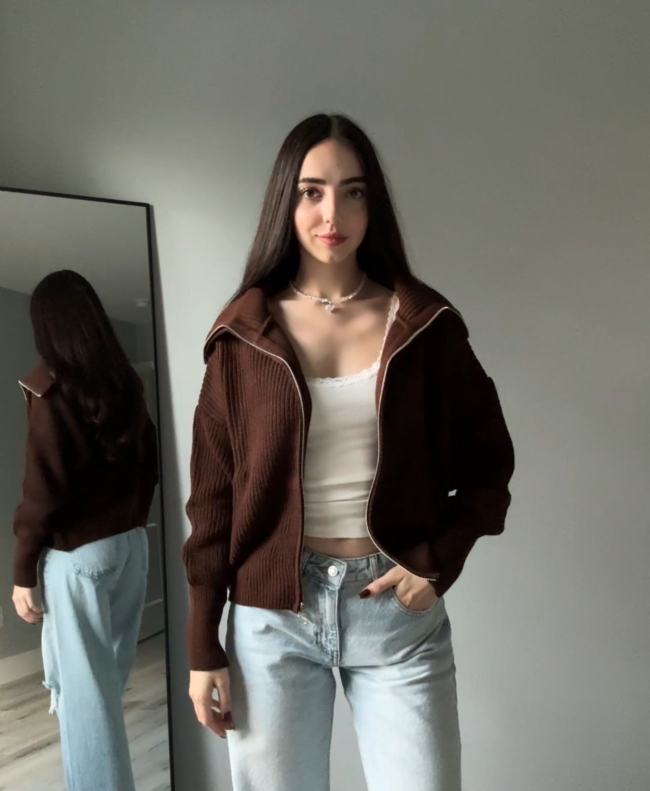 Knitted Zipper Sweater