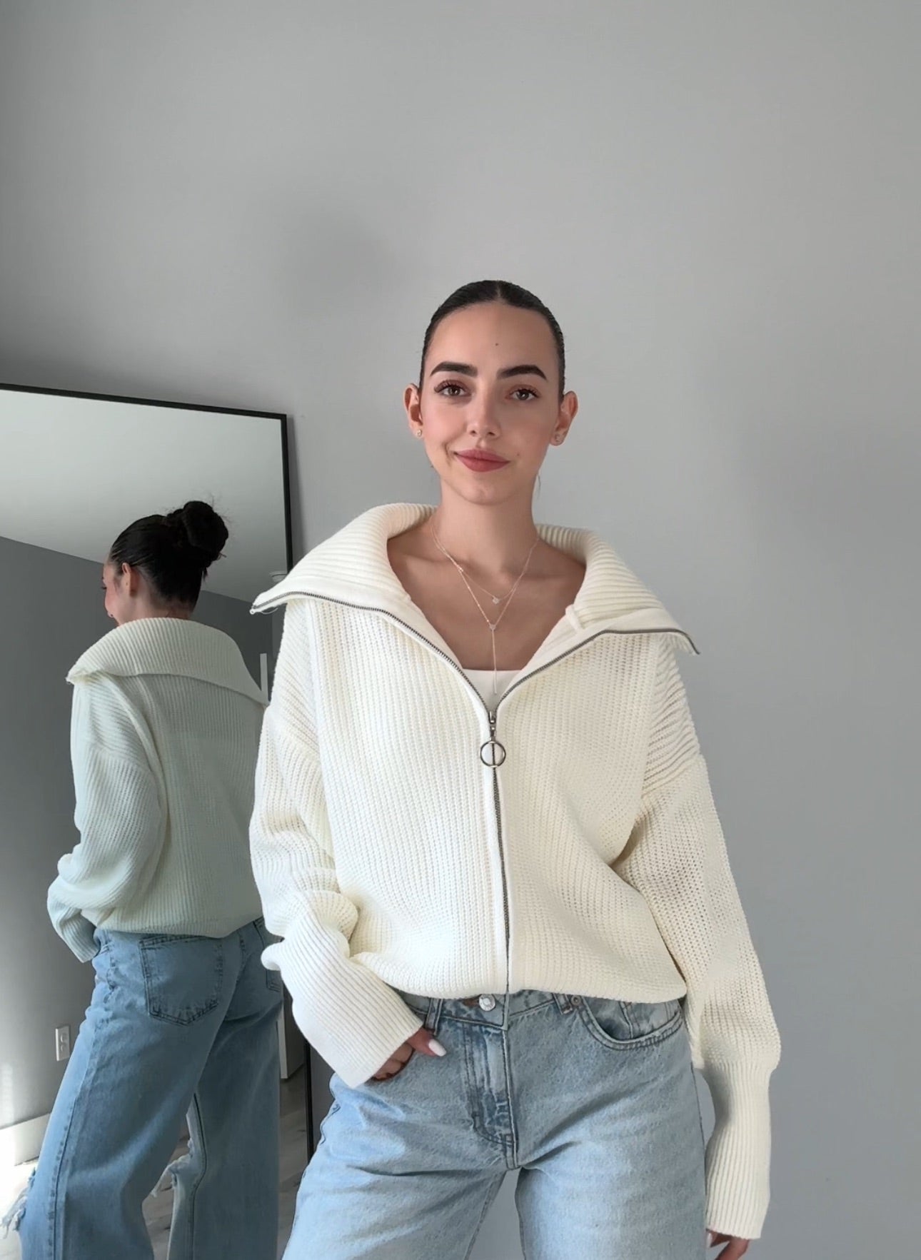 Knitted Zipper Sweater