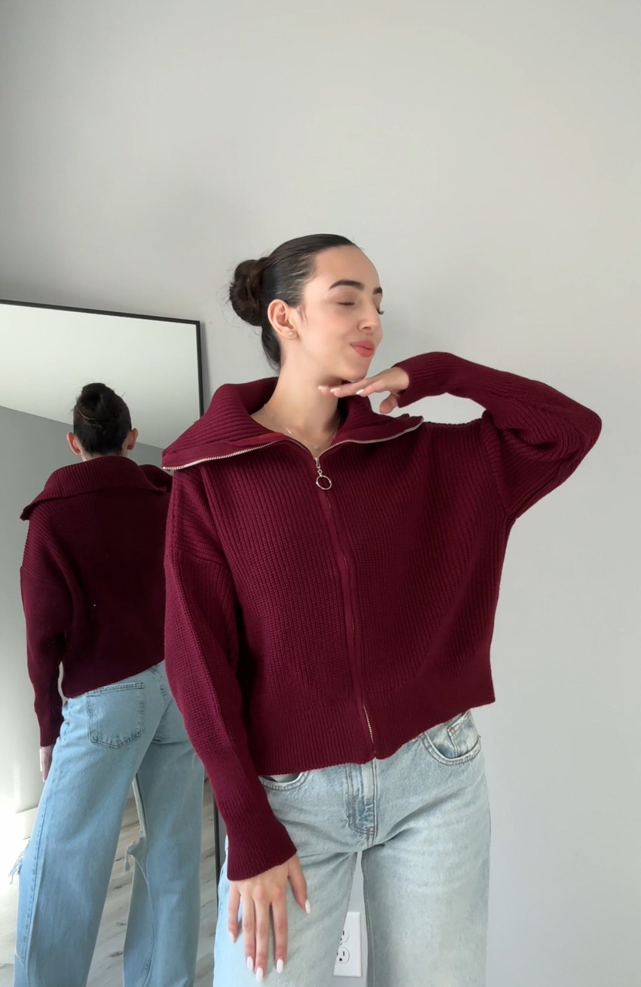 Knitted Zipper Sweater