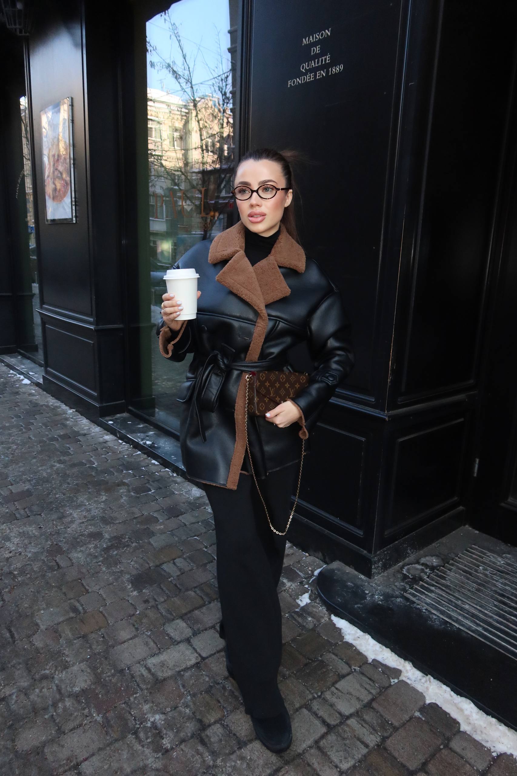 Belted Shearling Coat