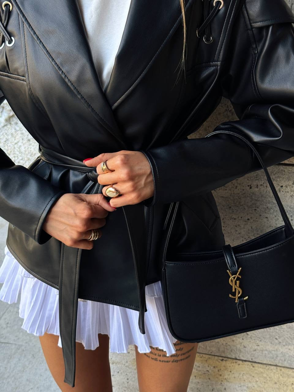 Cropped Faux Leather Jacket