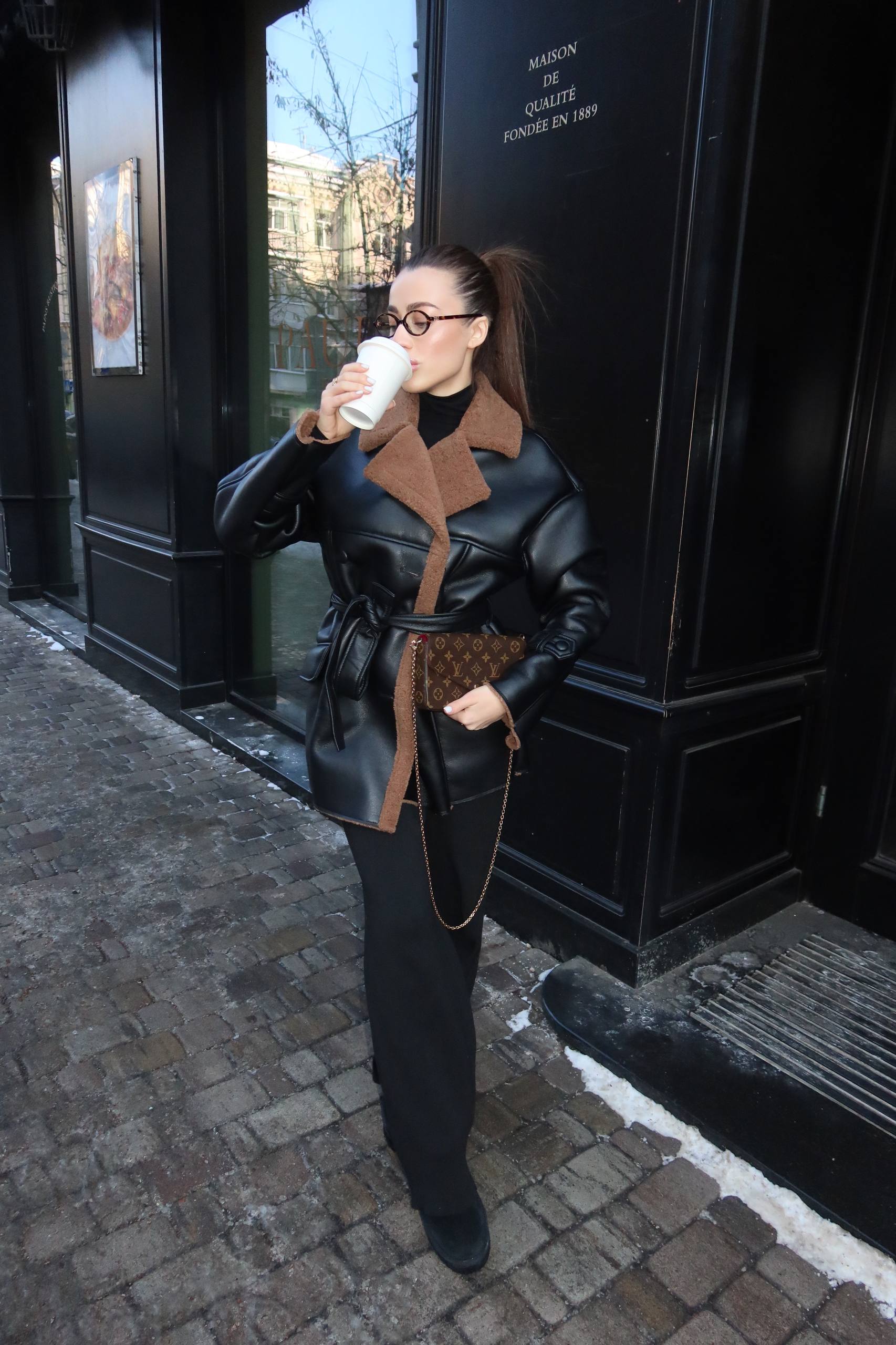 Belted Shearling Coat