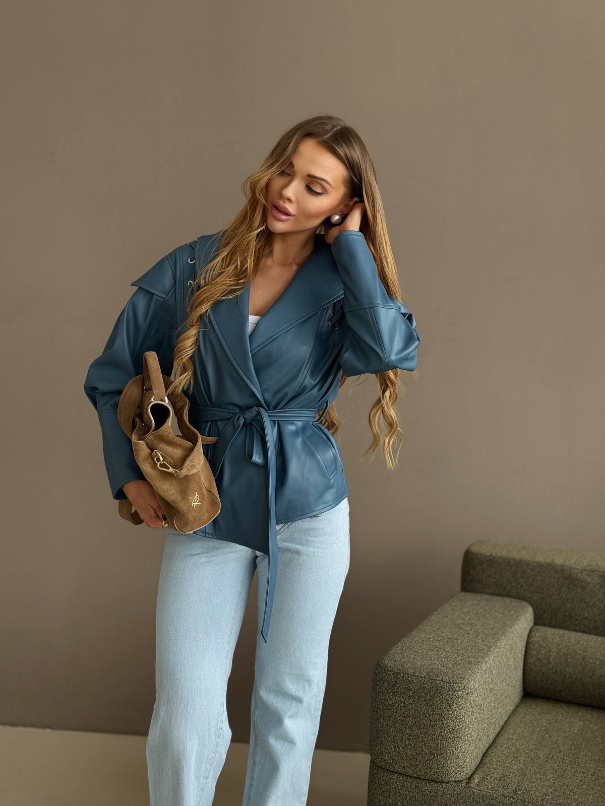 Cropped Faux Leather Jacket