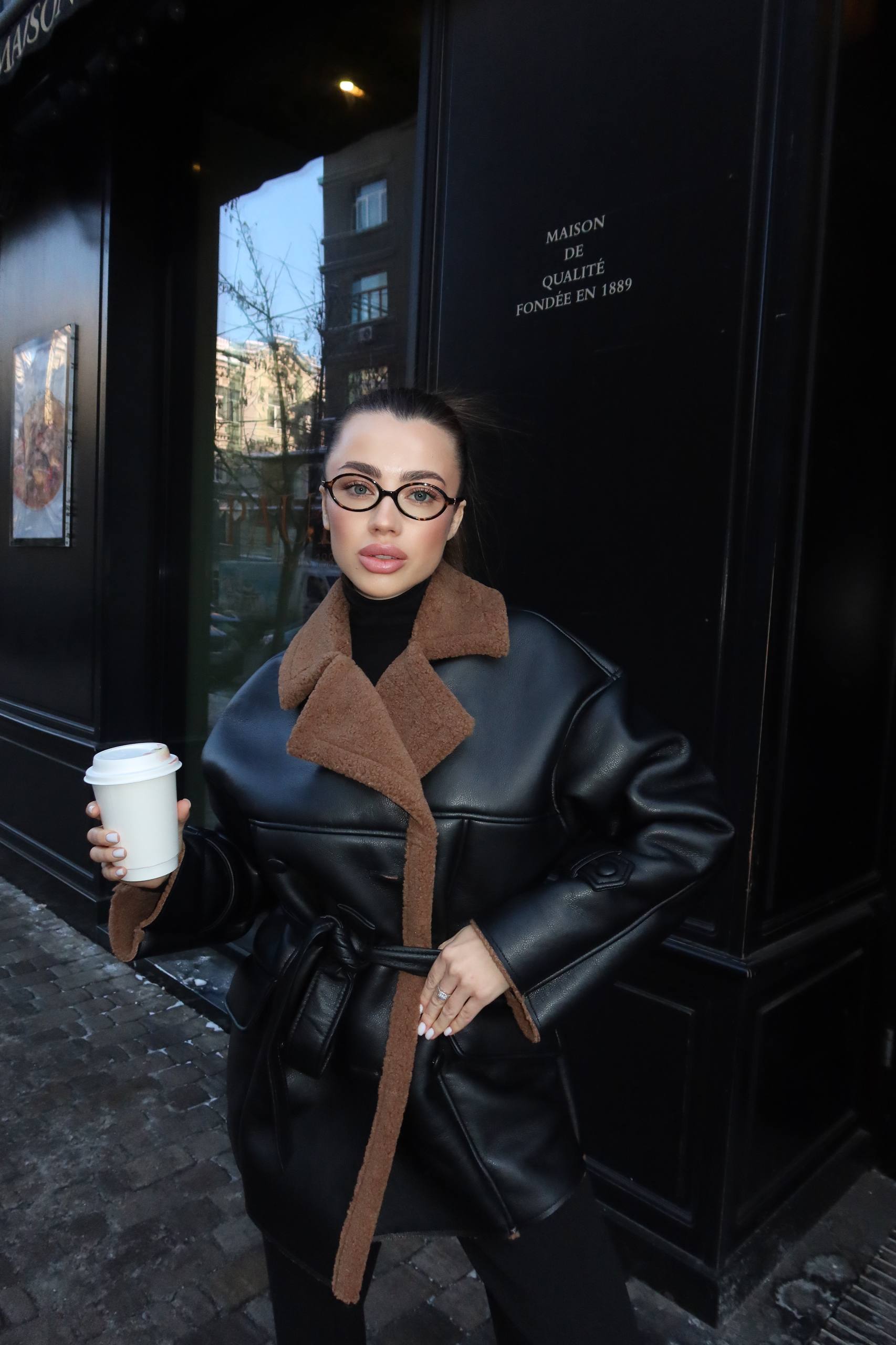 Belted Shearling Coat