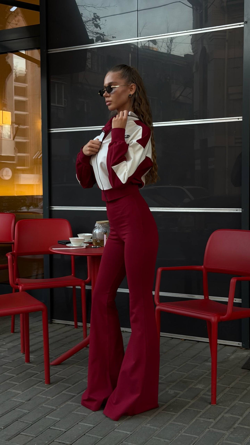 Zip-Up Jacket and Flare Pants Set