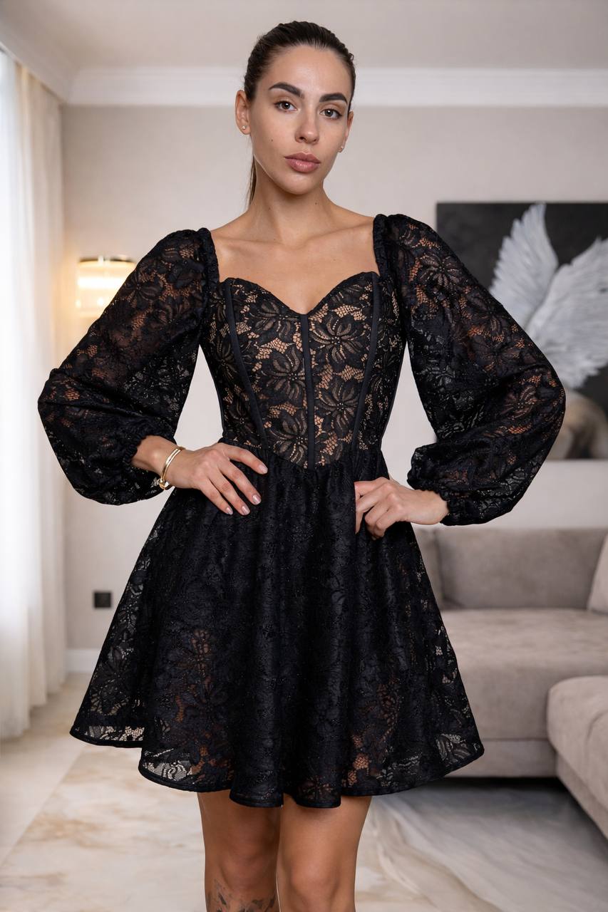 Lace Dress with Corset Bodice