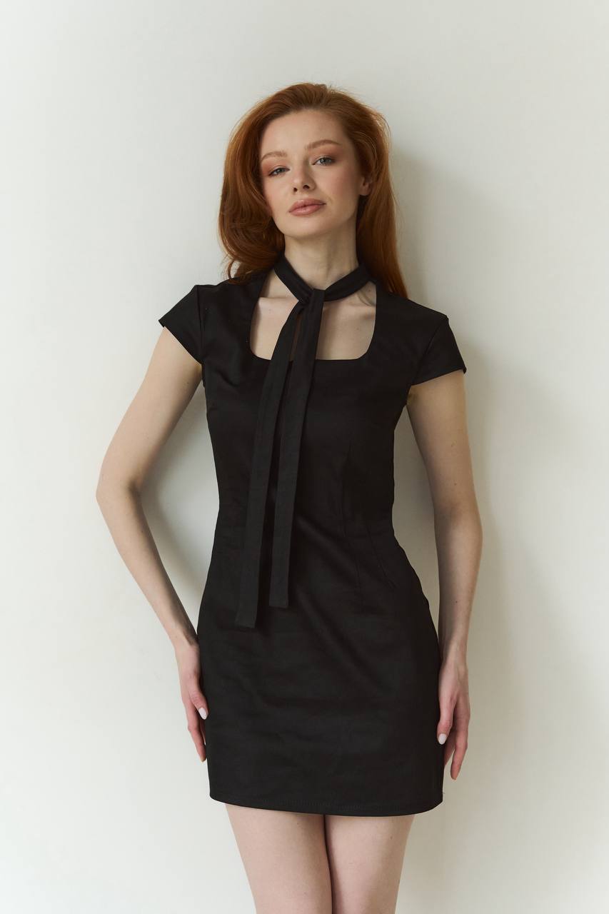 Mini Dress With a Neck Tie