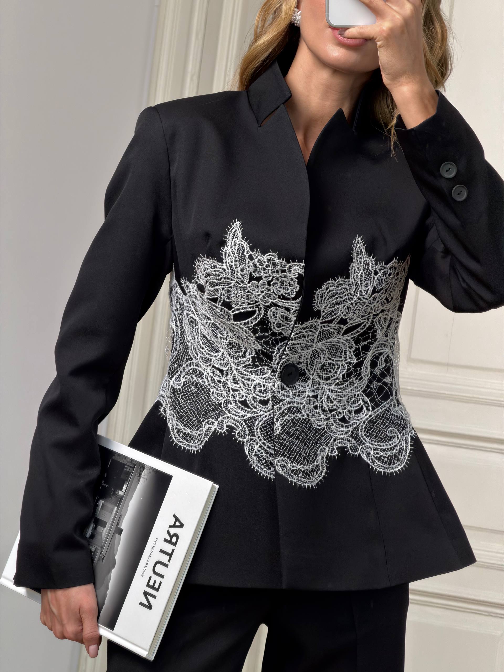 Classic suit with lace detailing