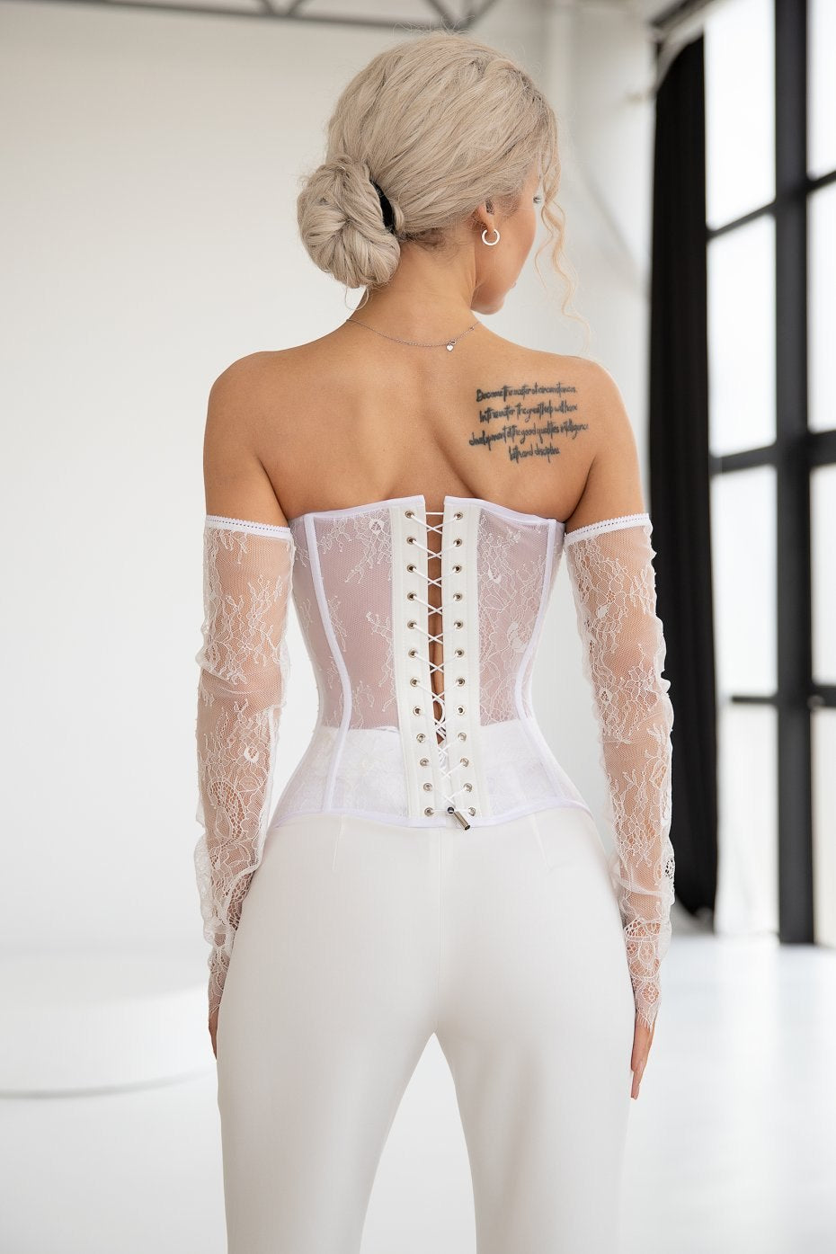 “Aurelia” Corset with Lace Sleeves