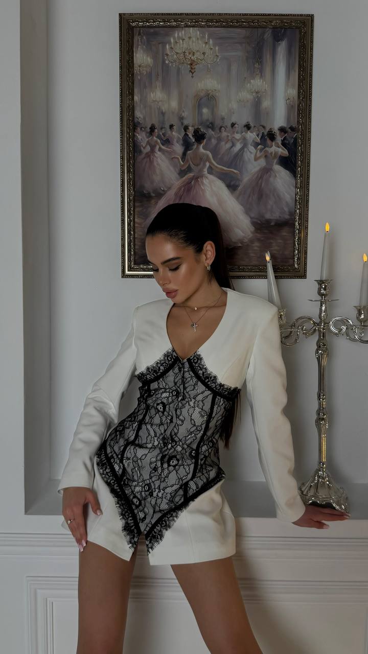 Dress with a corset silhouette and accent lace