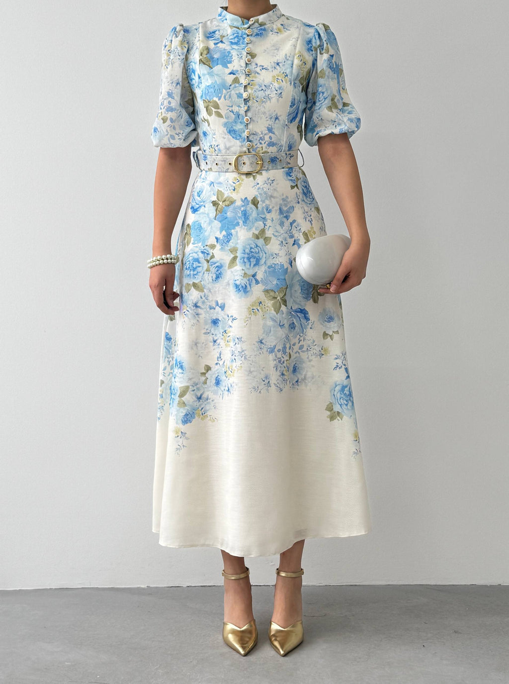 Floral midi dress with short sleeves✨