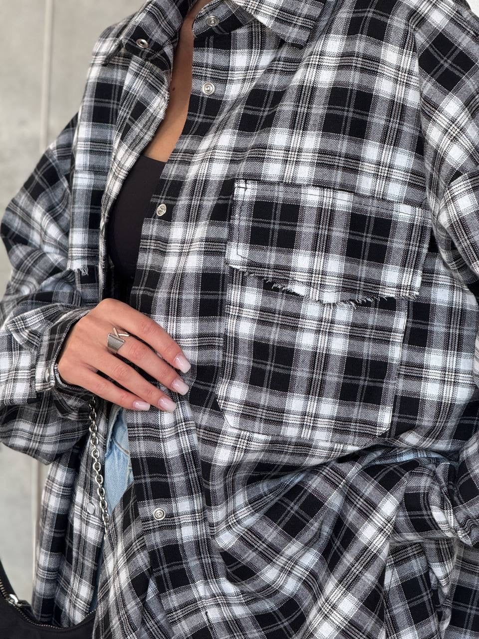 A bright checkered shirt with a matching scarf