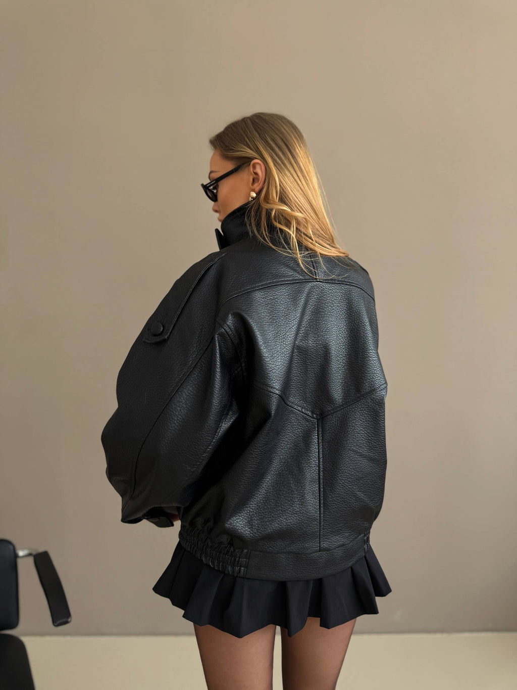 Faux Leather Bomber