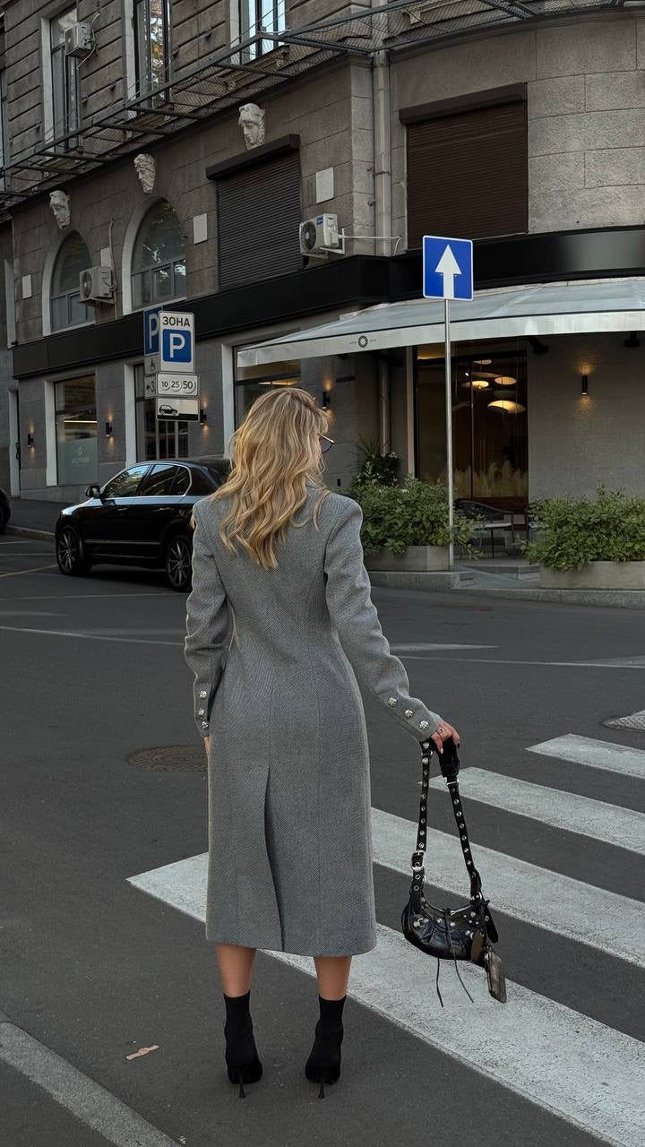 Midi coat with waist accent