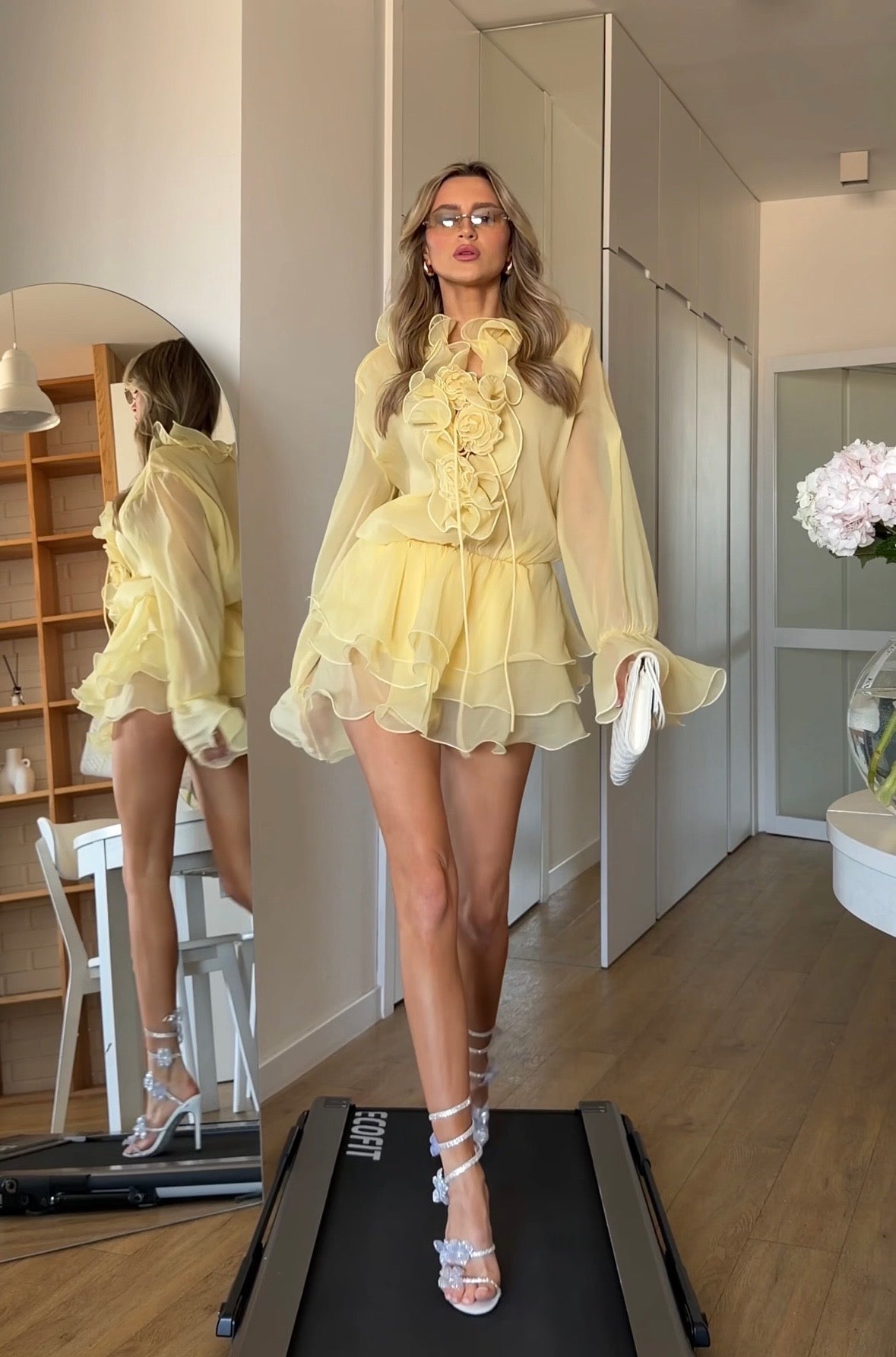 Chiffon Ruffle Mini Dress
