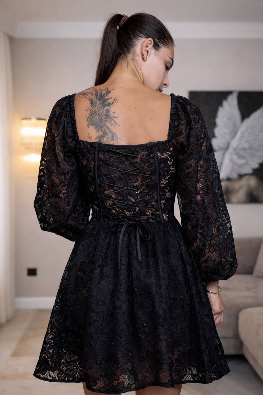 Lace Dress with Corset Bodice