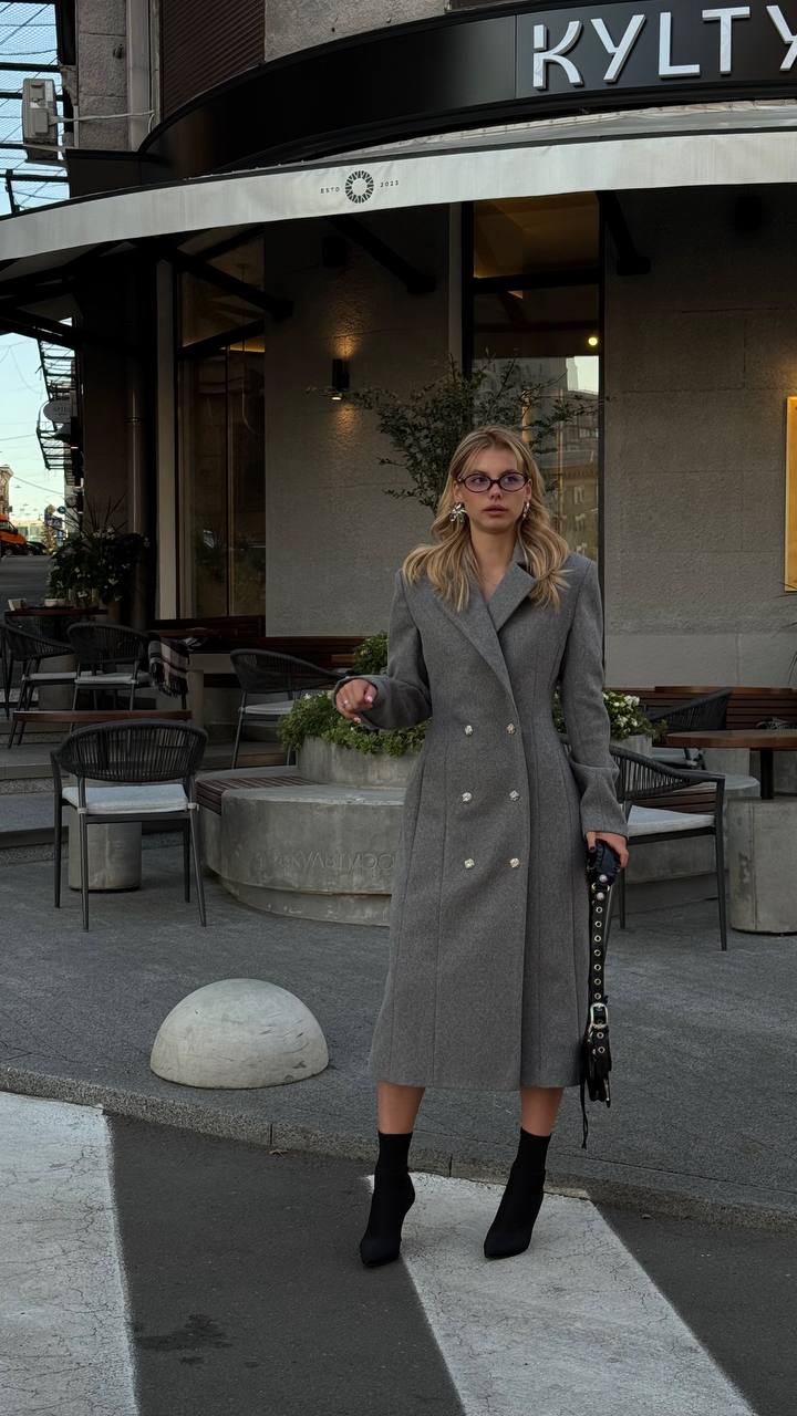 Midi coat with waist accent