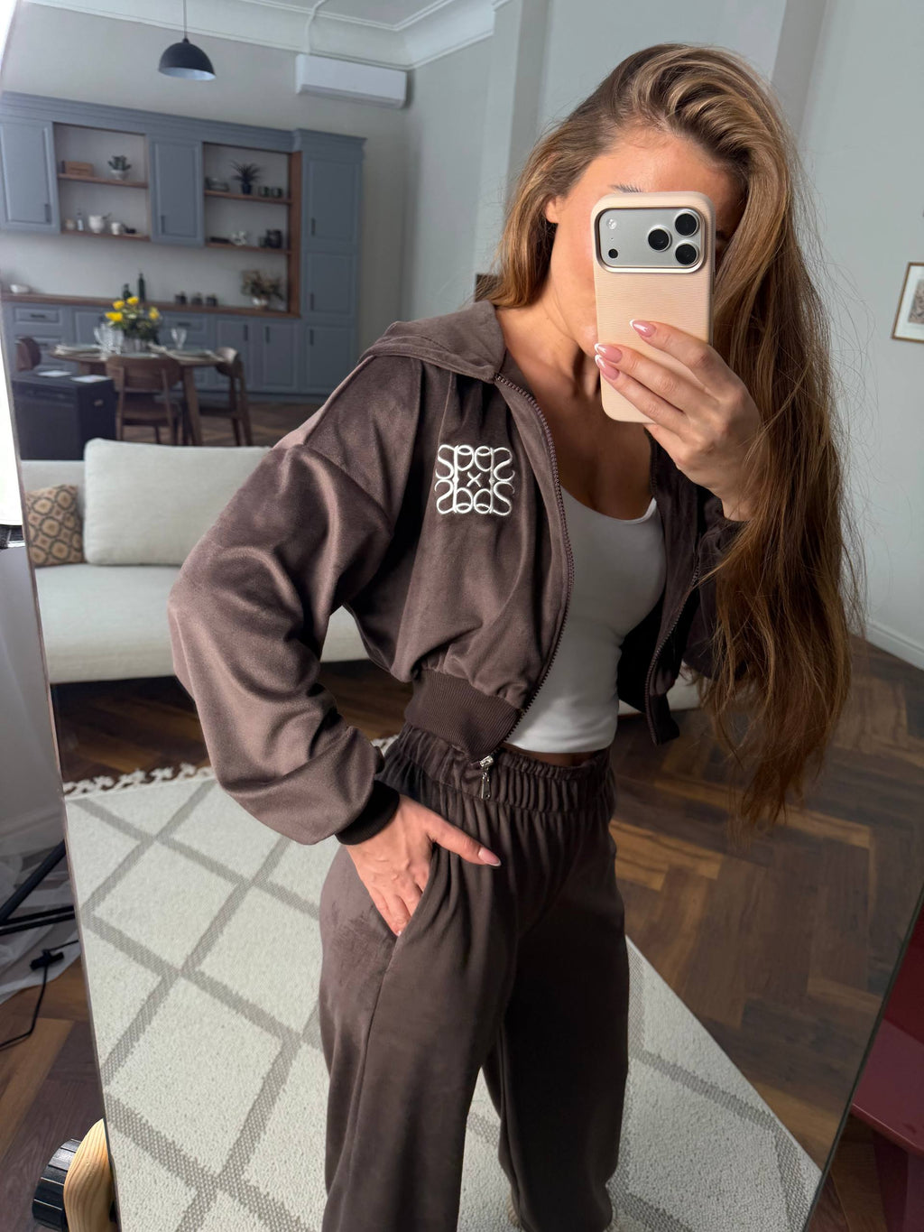 Velour set with embroidery✨