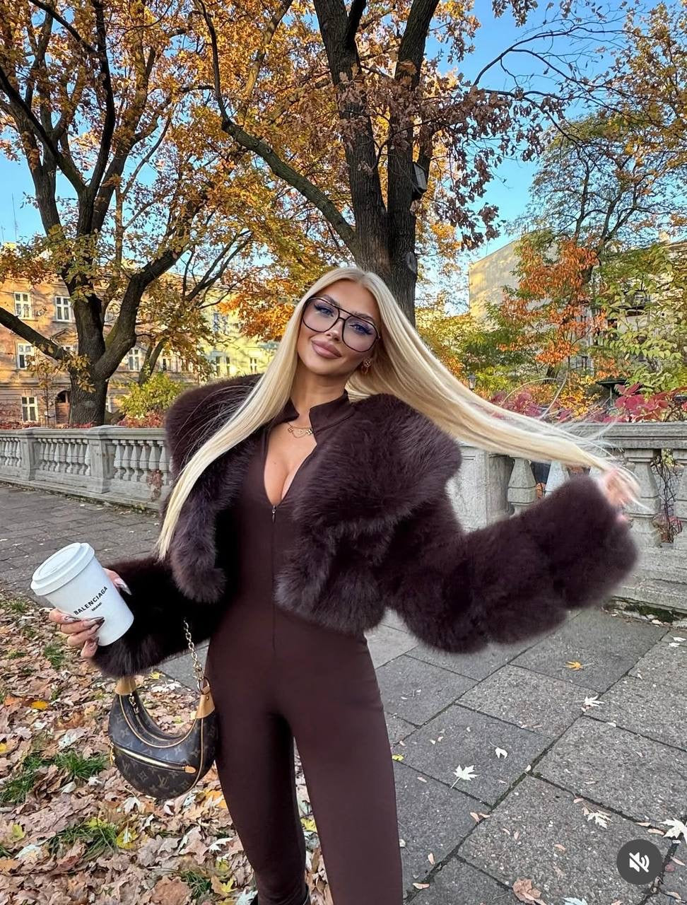 Cropped Faux Fur Coat