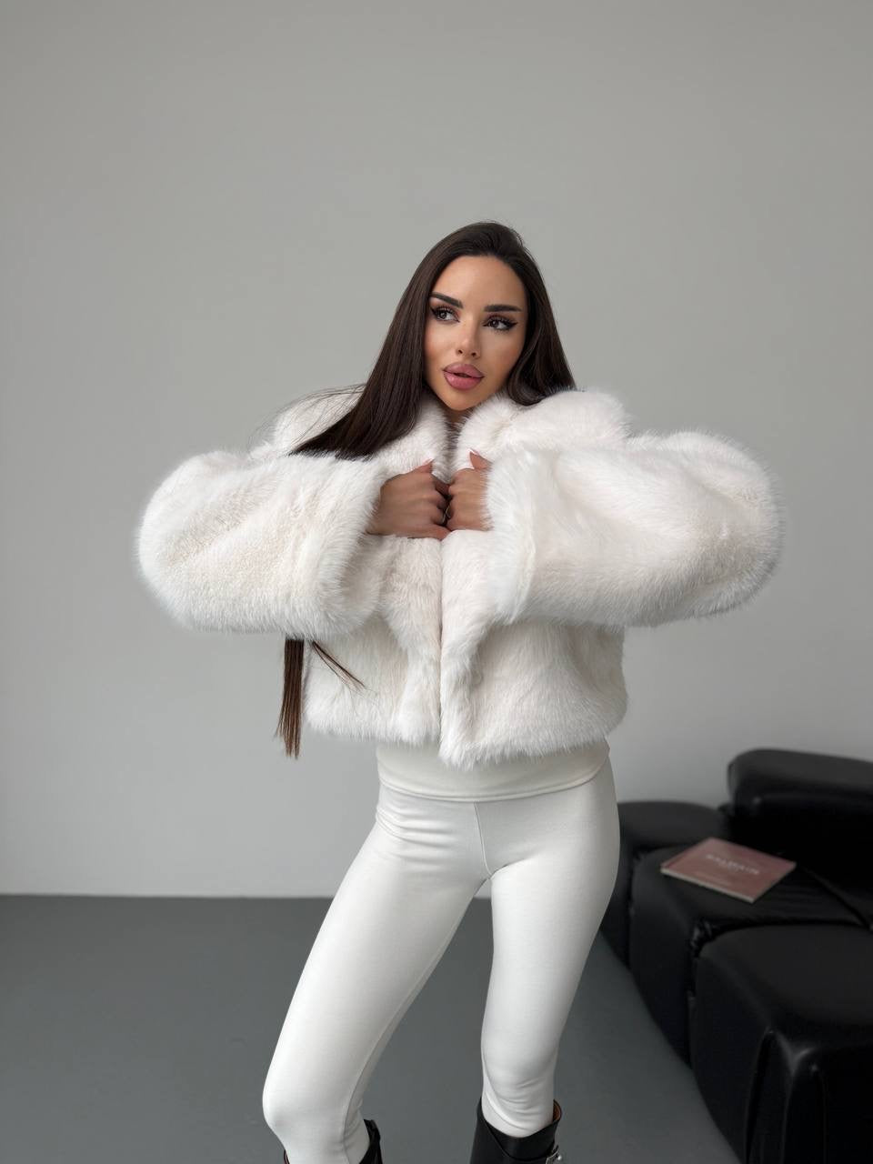 Cropped Faux Fur Coat