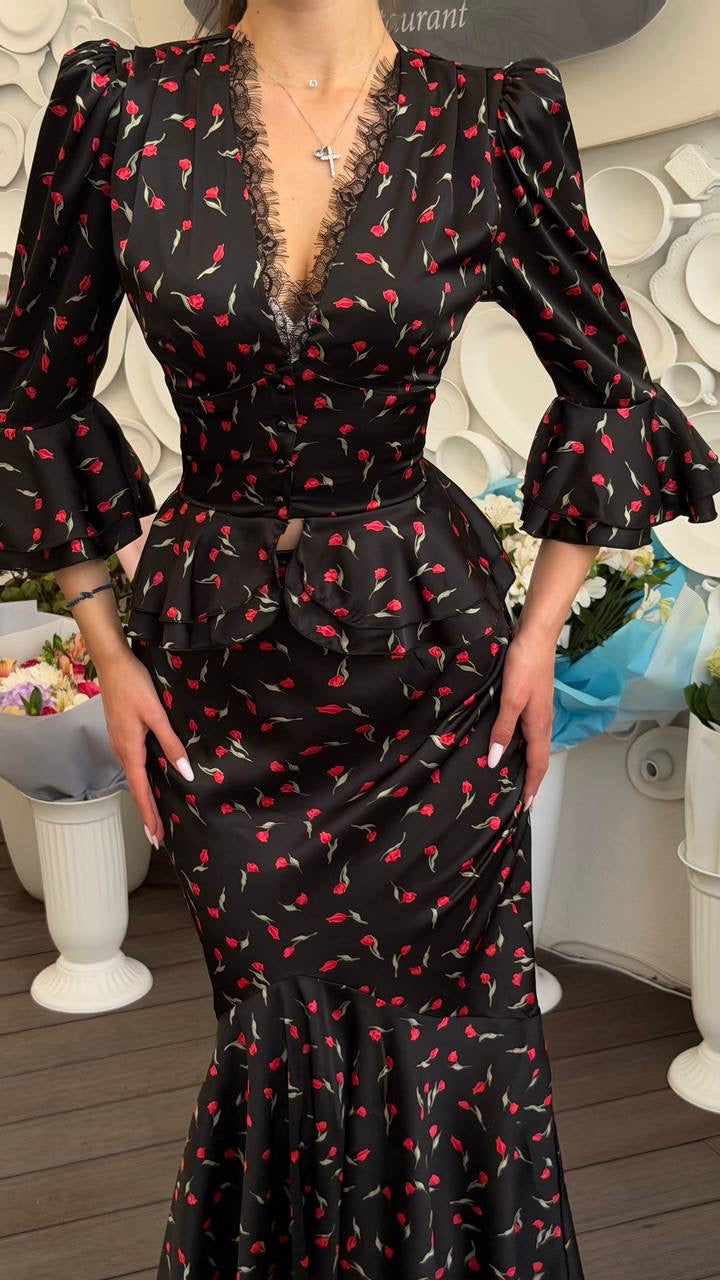 Peplum Top with a Maxi Skirt