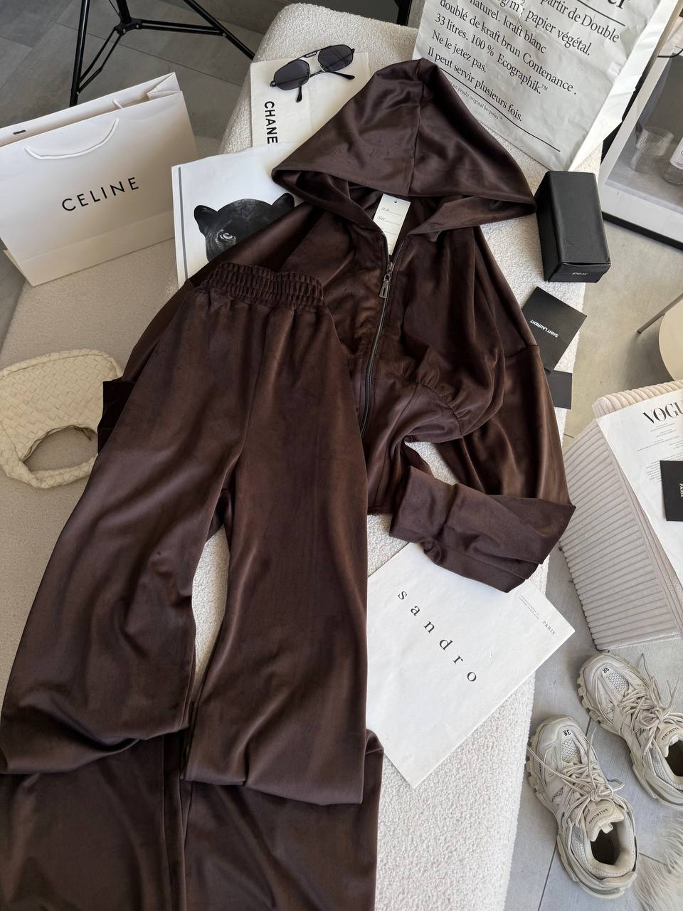 Velour set with a corset-style design
