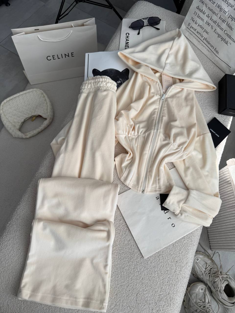 Velour set with a corset-style design