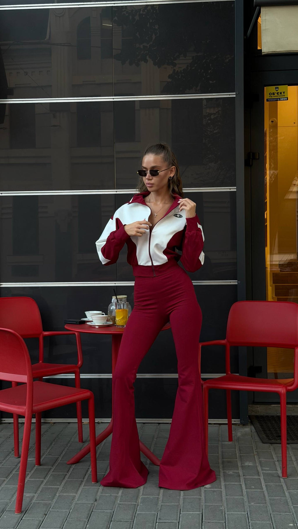 Zip-Up Jacket and Flare Pants Set