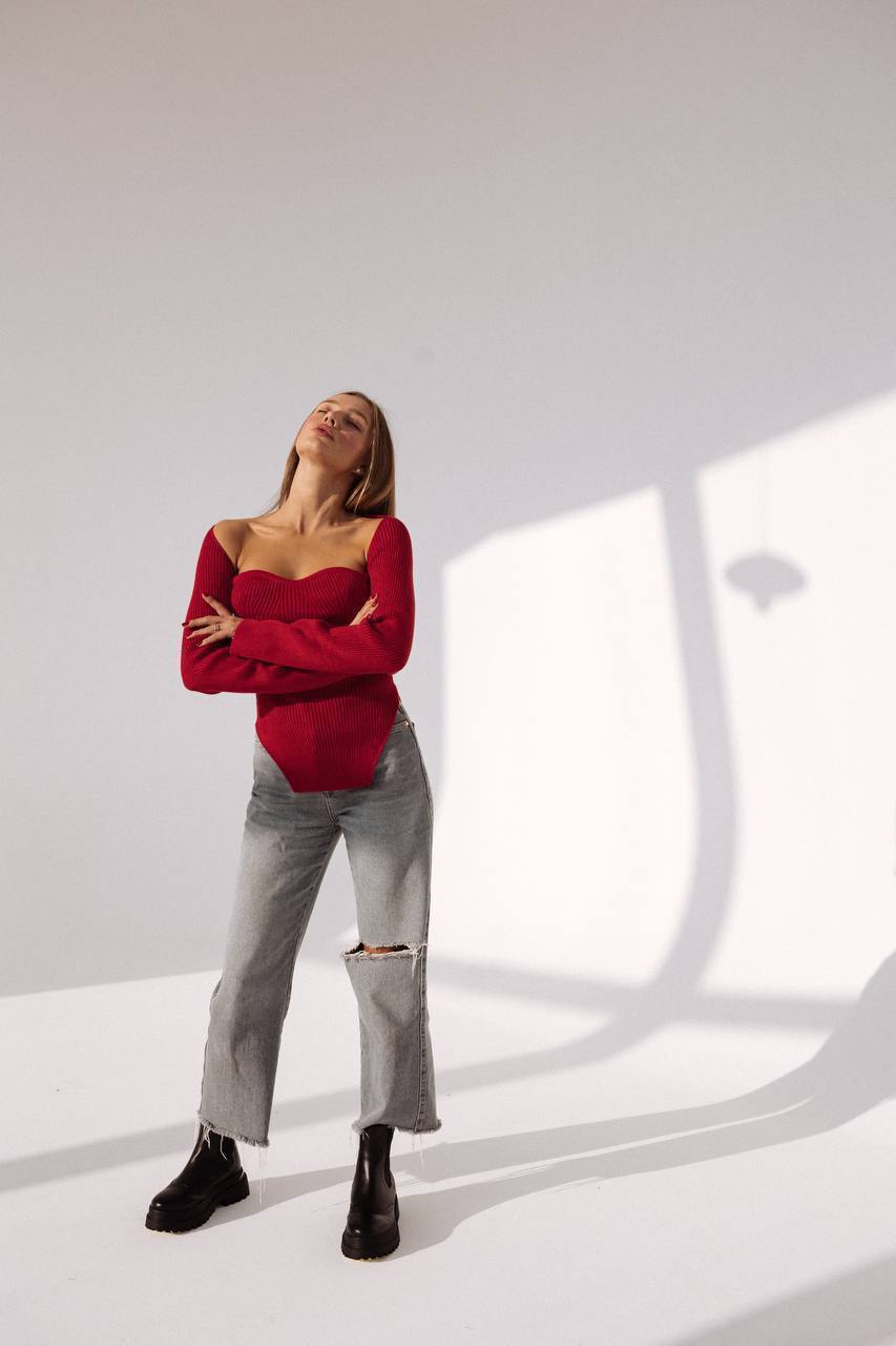 Ribbed Knit Long-Sleeve