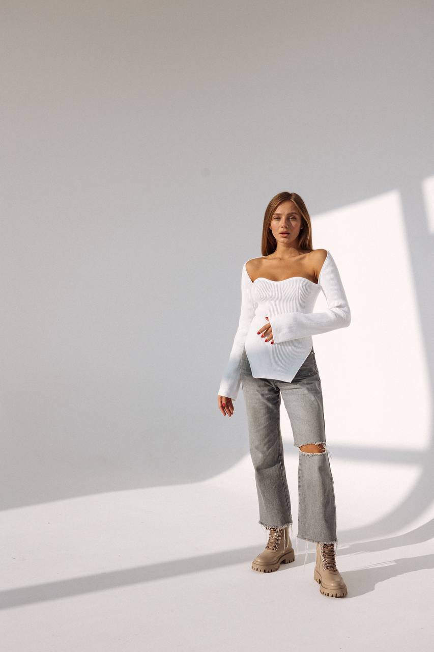 Ribbed Knit Long-Sleeve