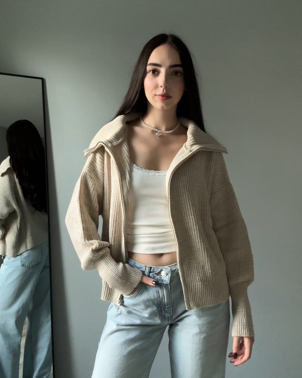 Knitted Zipper Sweater