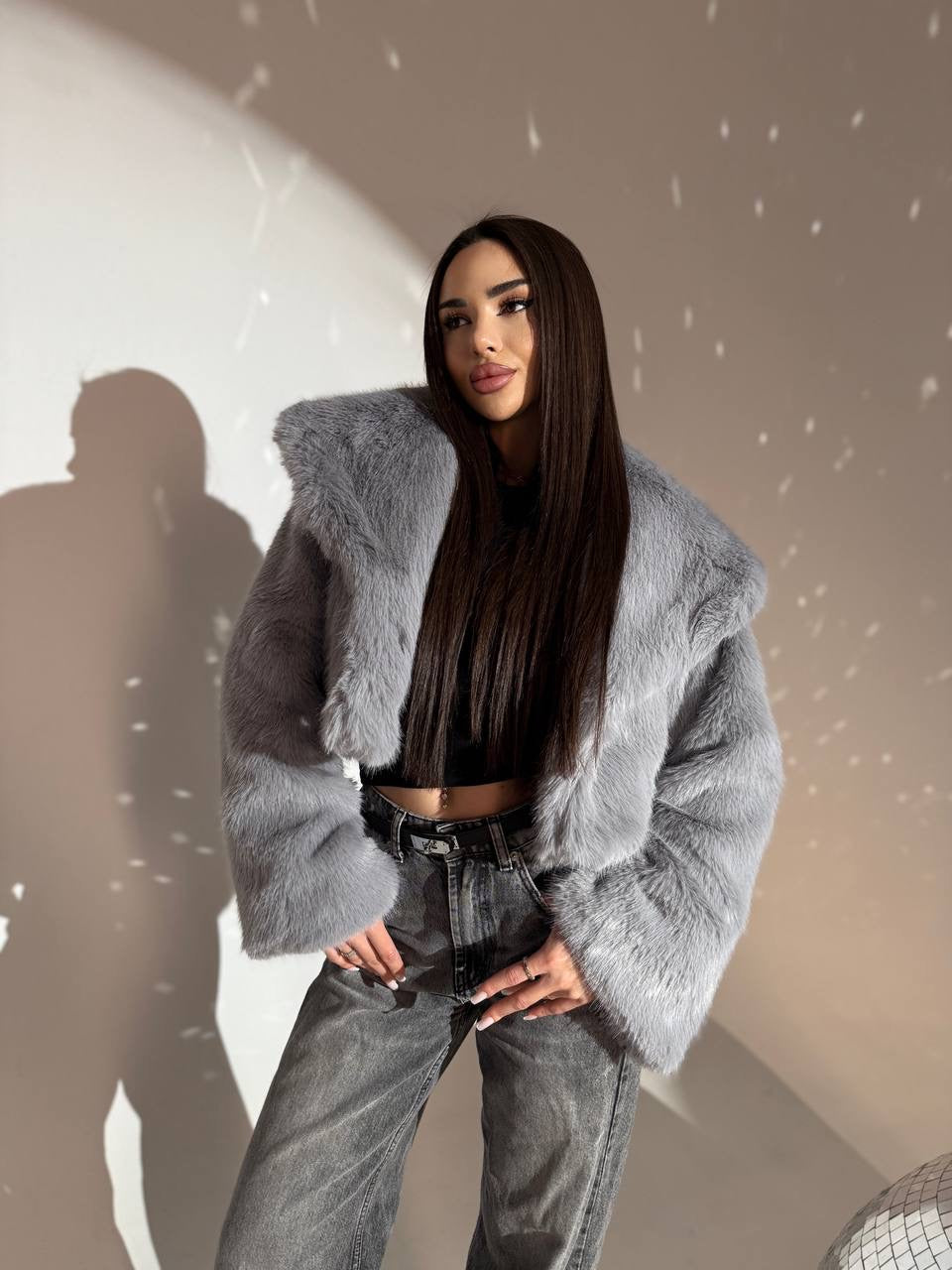 Cropped Faux Fur Coat