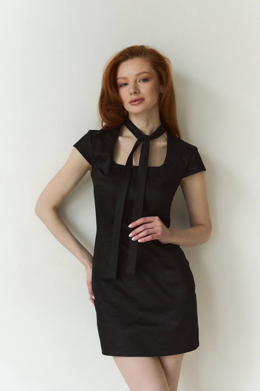 Mini Dress With a Neck Tie