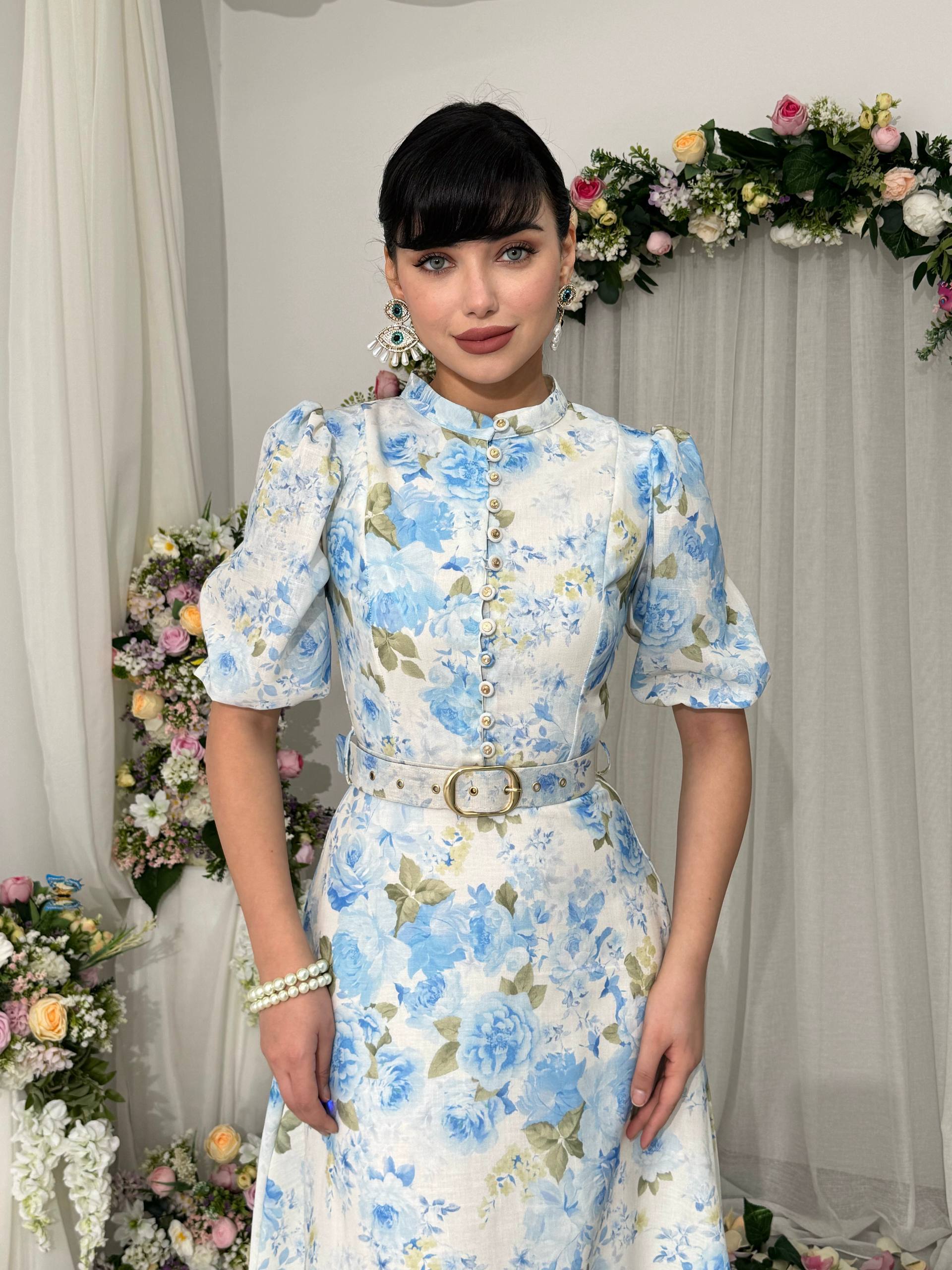 Floral midi dress with short sleeves✨