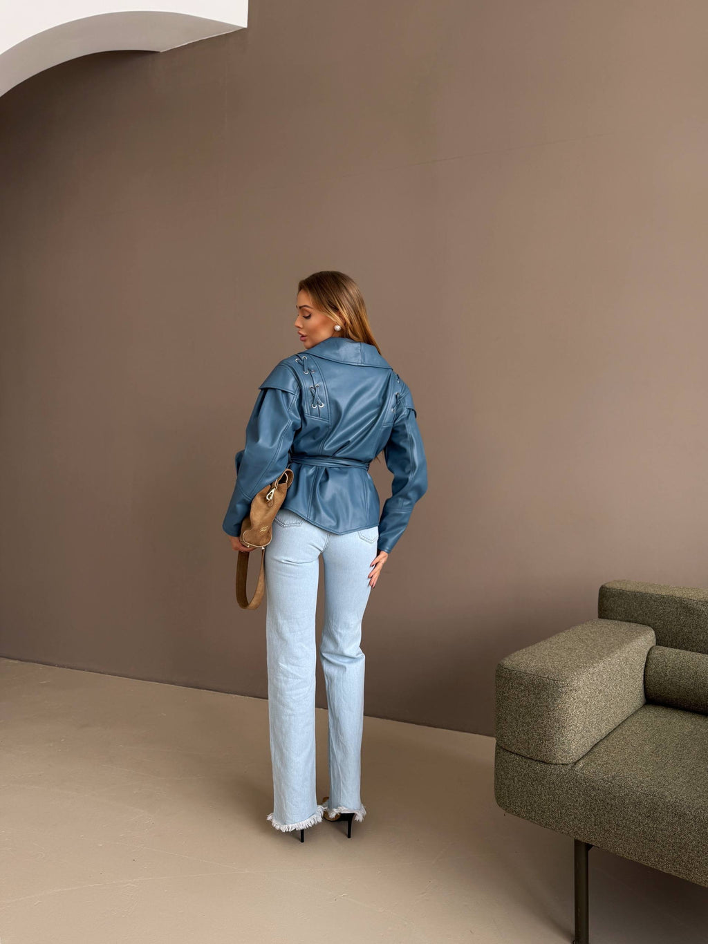 Cropped Faux Leather Jacket