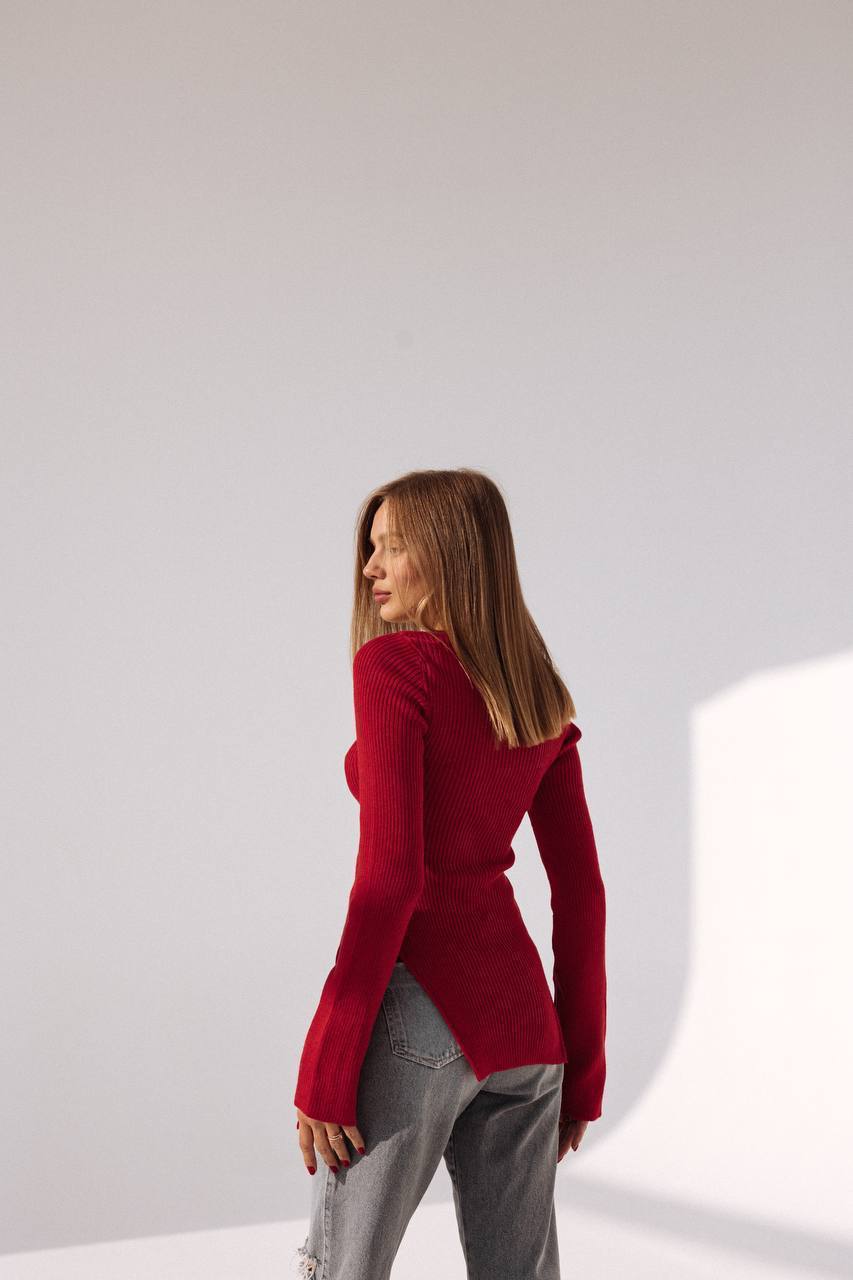 Ribbed Knit Long-Sleeve