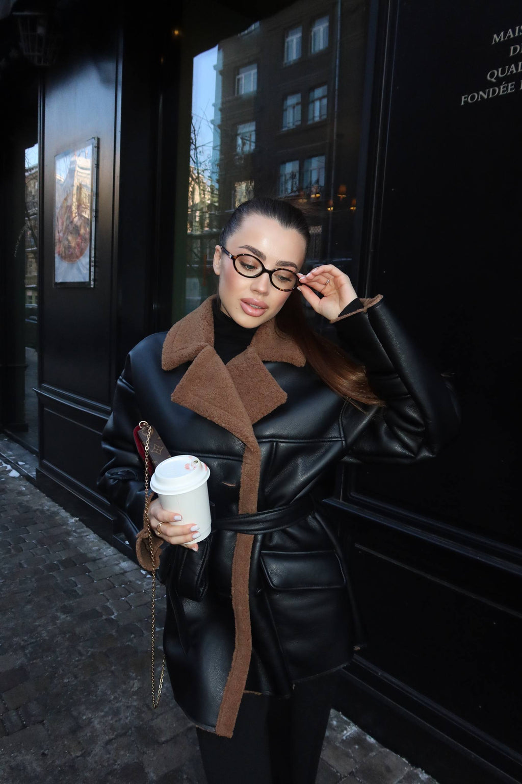 Belted Shearling Coat