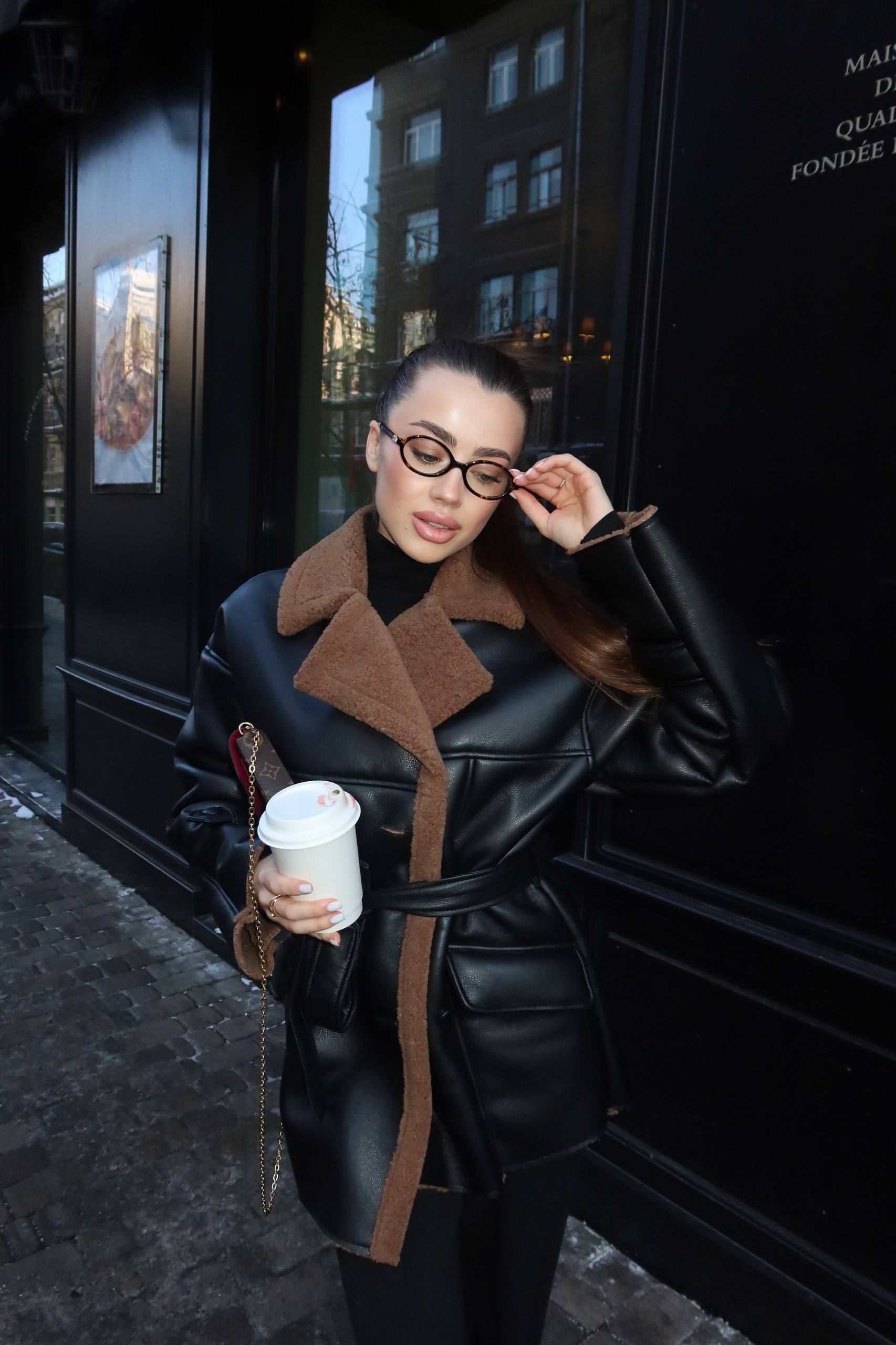 Belted Shearling Coat