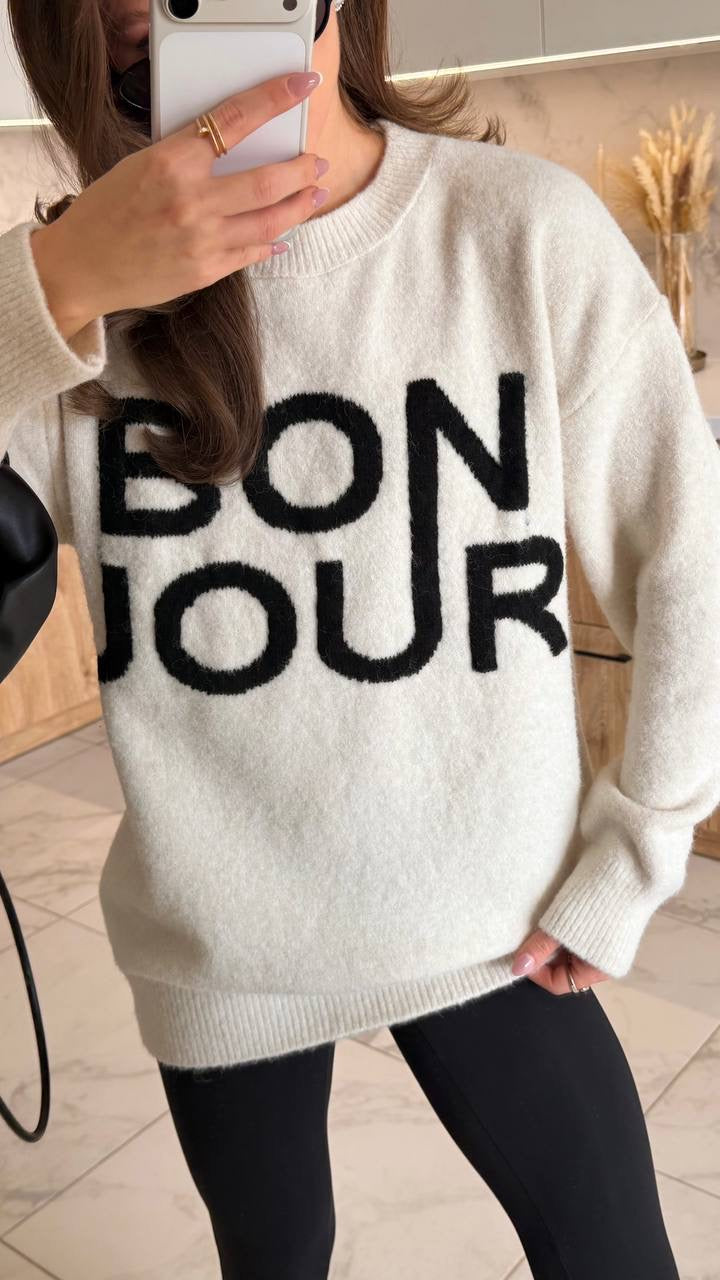 "BONJOUR" Sweater