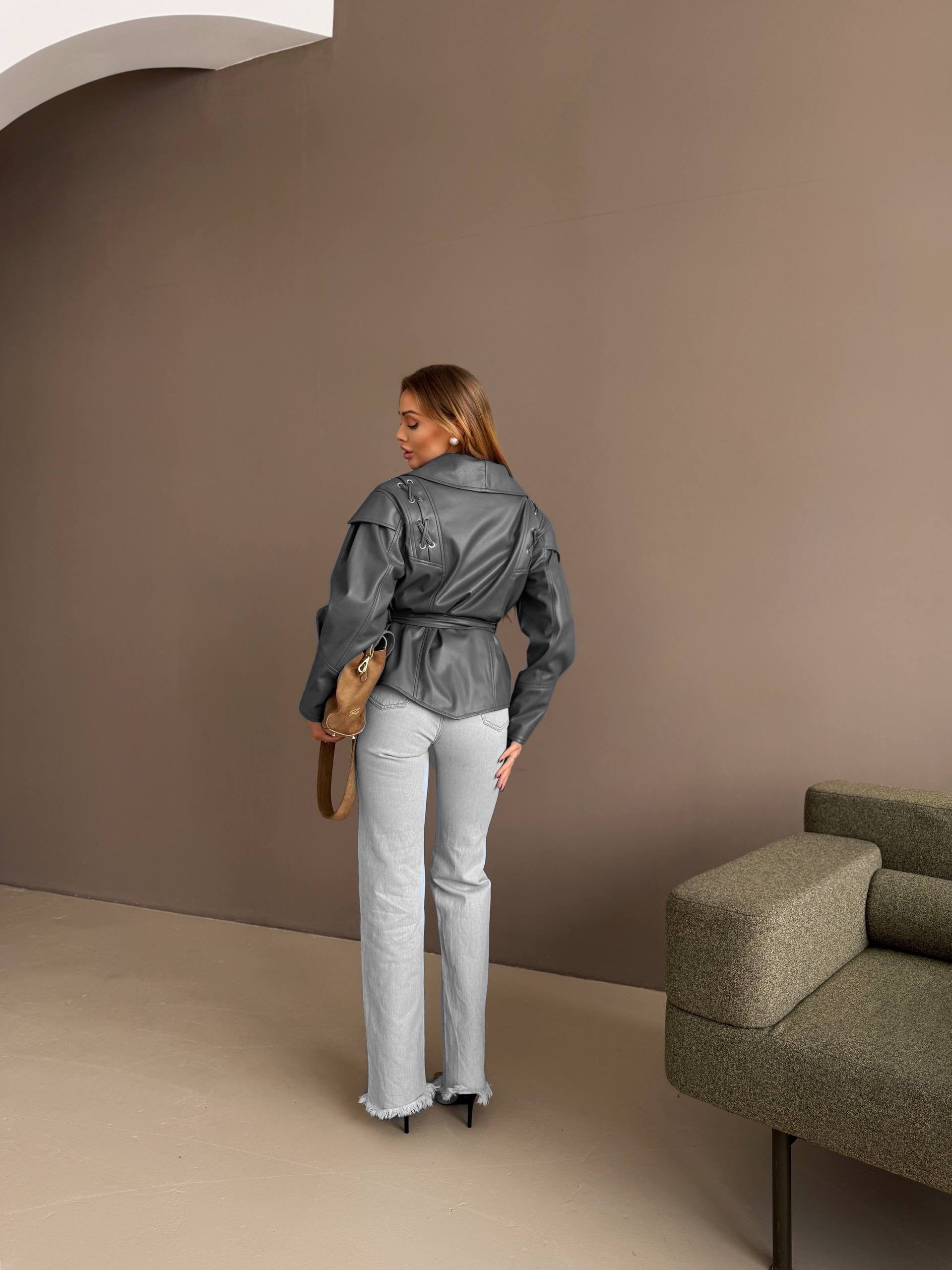 Cropped Faux Leather Jacket