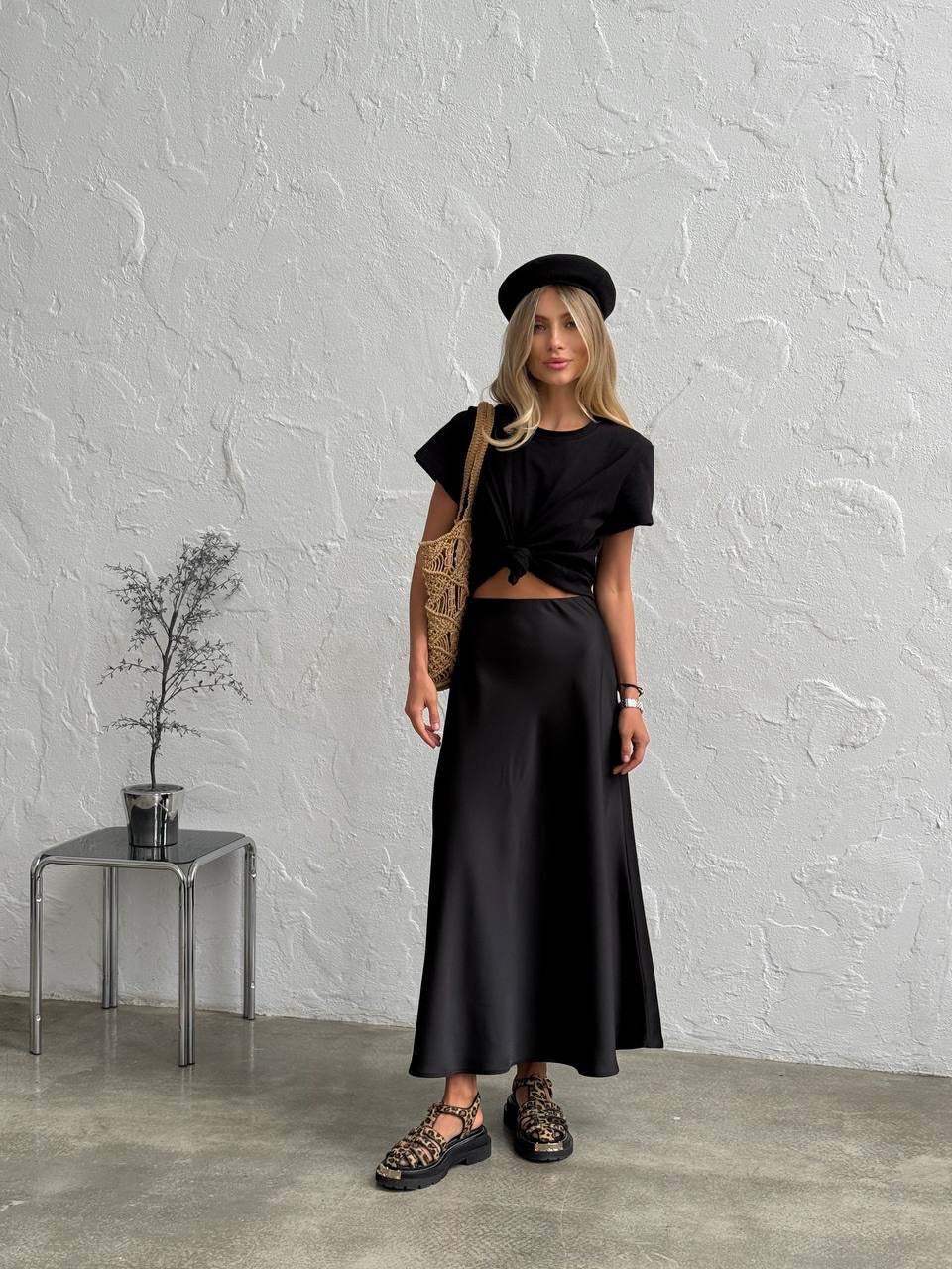 Satin Midi Skirt
