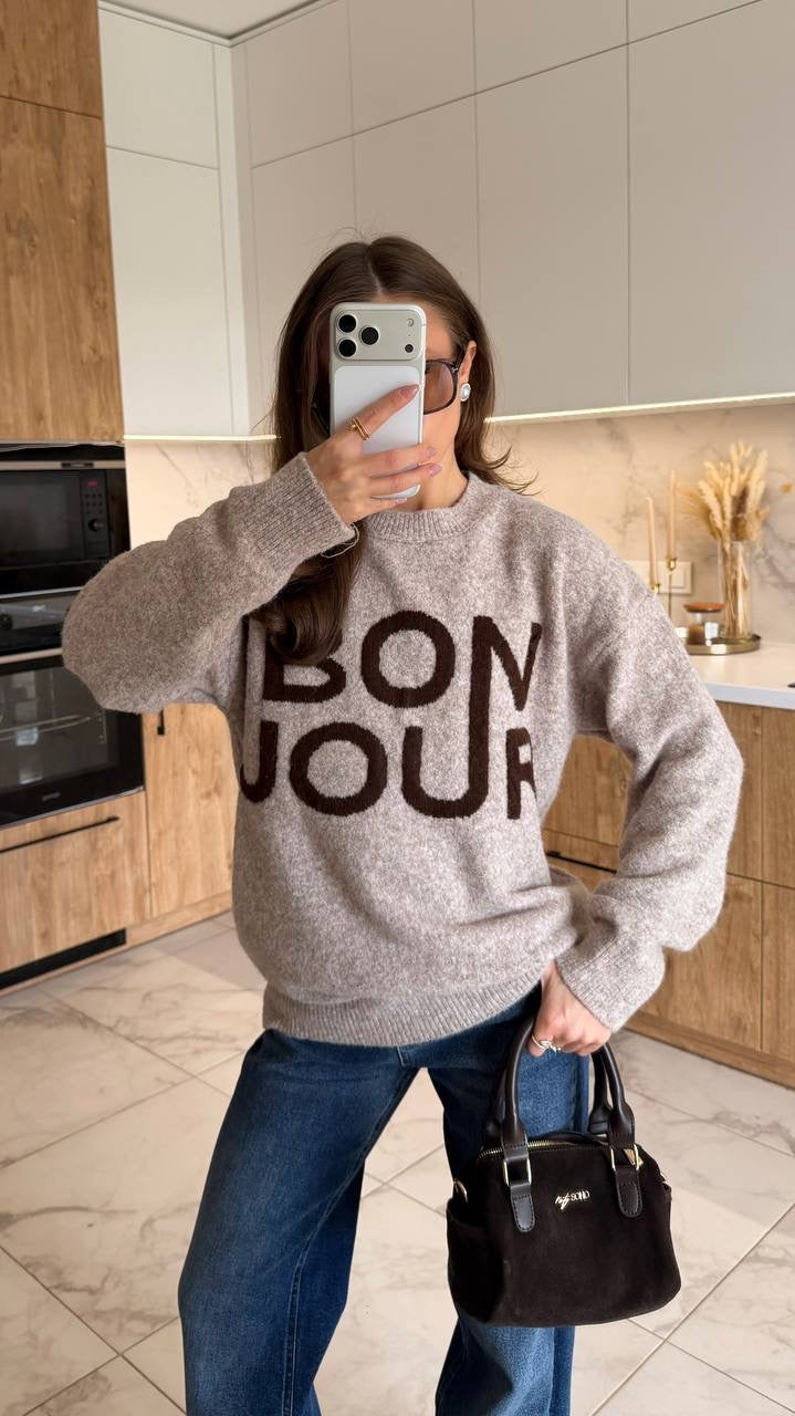 "BONJOUR" Sweater