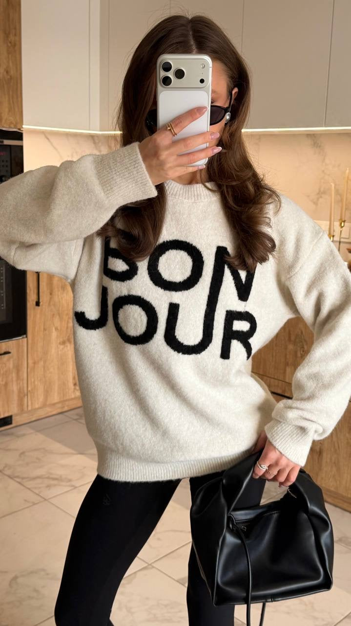 "BONJOUR" Sweater