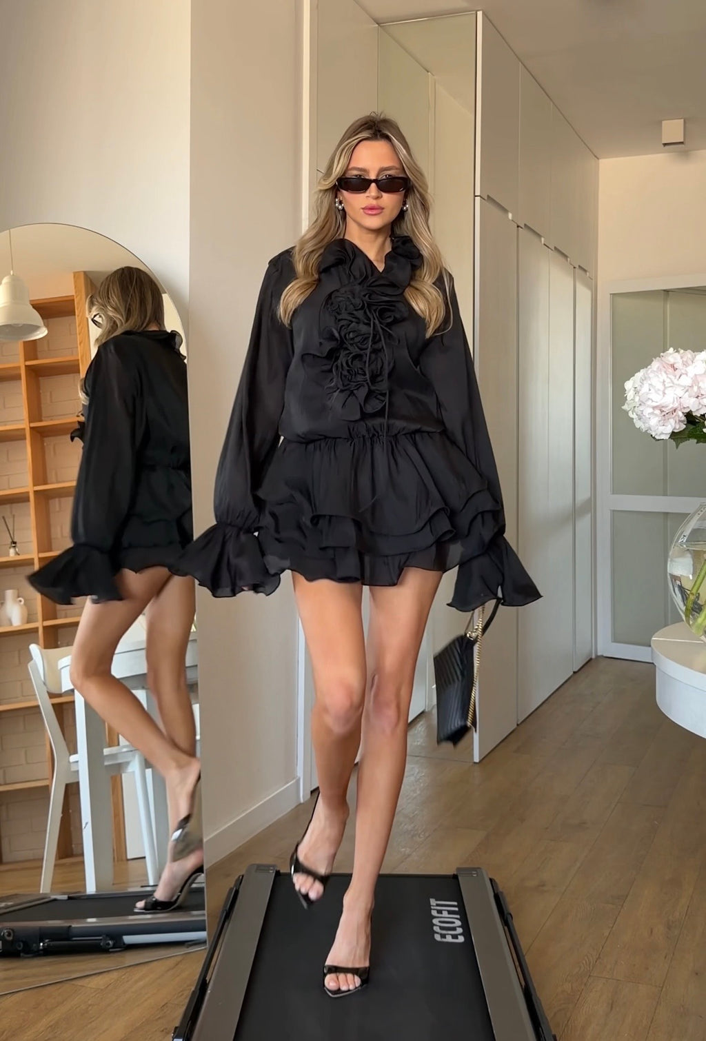 Chiffon Ruffle Mini Dress