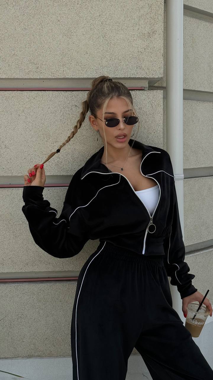 Velour Suit with a Perfect Fit