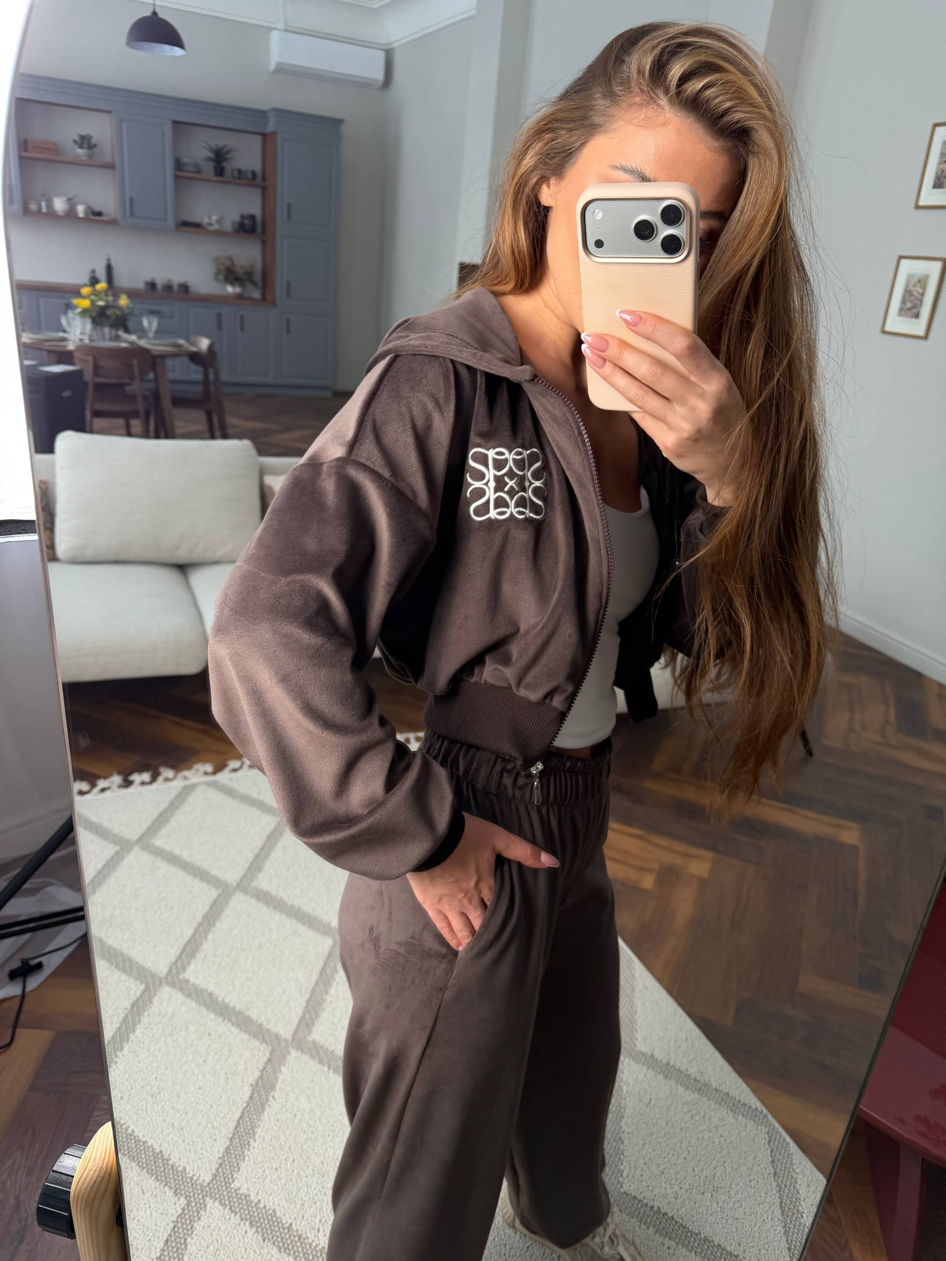 Velour set with embroidery✨