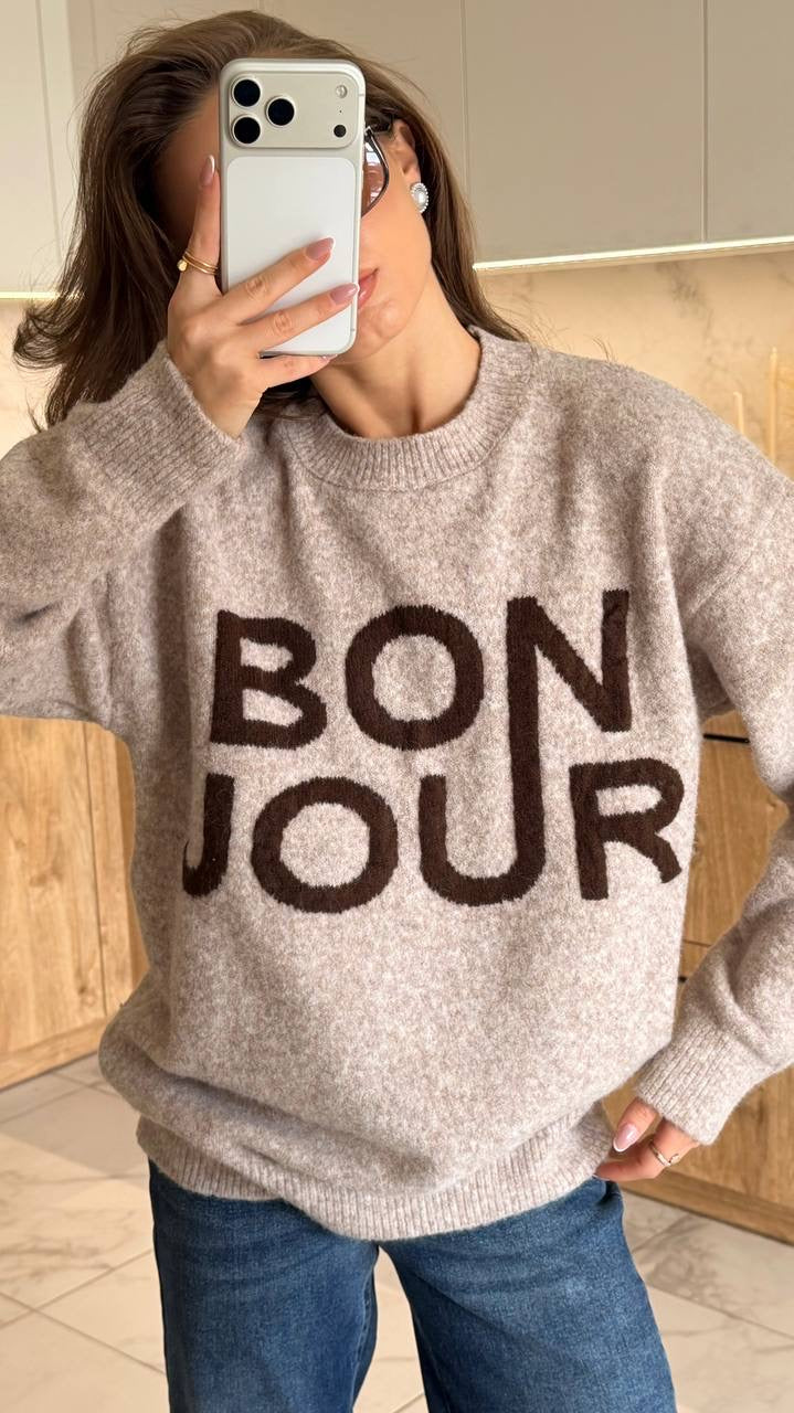 "BONJOUR" Sweater