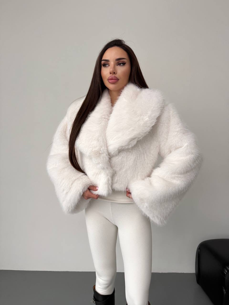 Cropped Faux Fur Coat